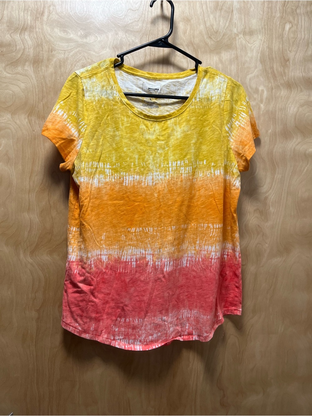 Women's Short Sleeve Tie-Dye Tee in Yellow, Orange & Pink